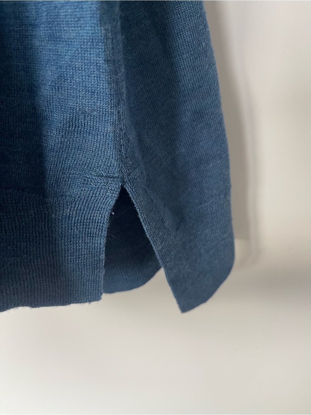 Eileen Fisher | Blue V Neck Merino Wool Long Sleeve Sweater - Picture 7 of 8